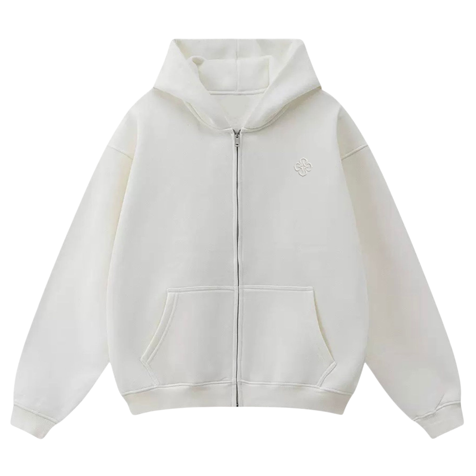 WHITE LOGO ZIP-UP